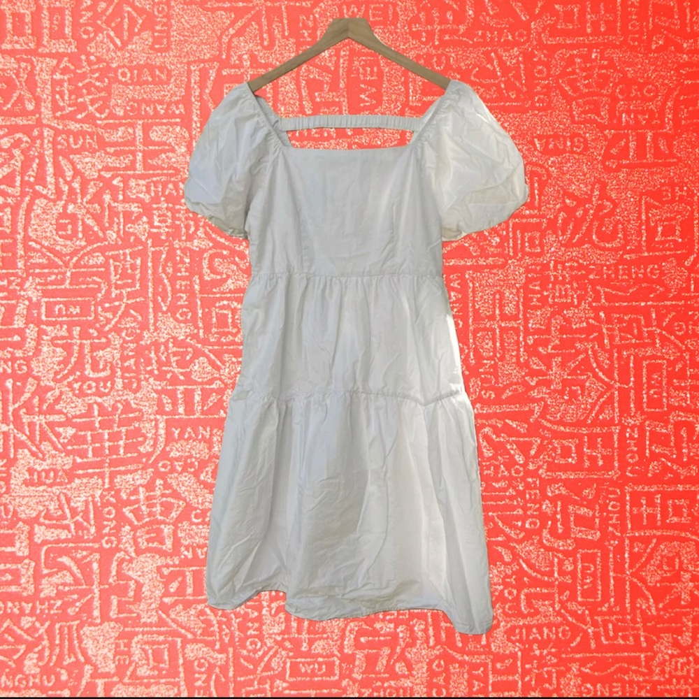 Dazy White Puff Sleeve Smock Dress Size L
